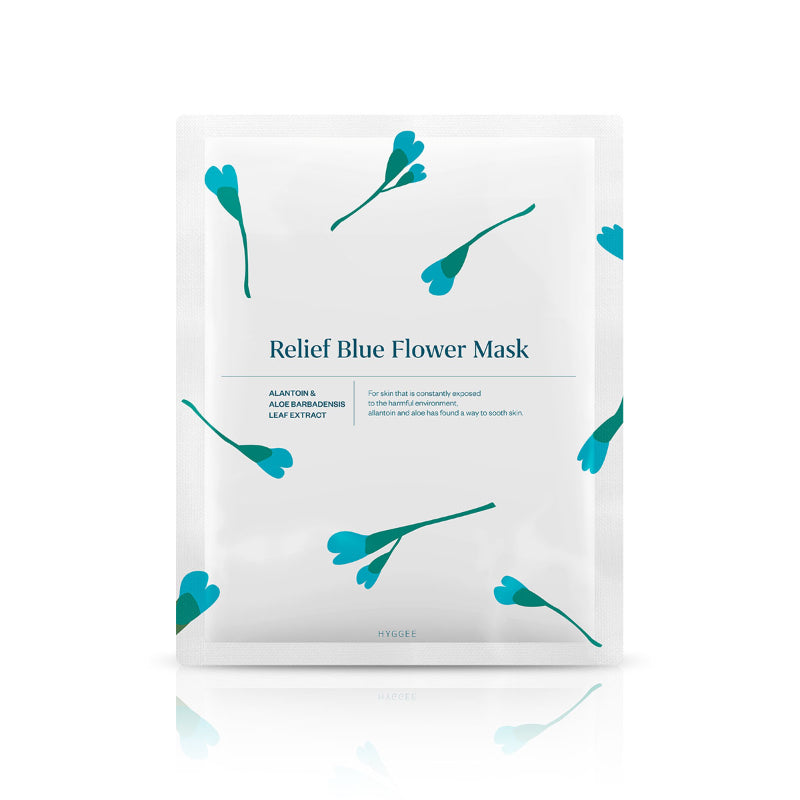 Relief Blue Flower Mask - koreanblossom