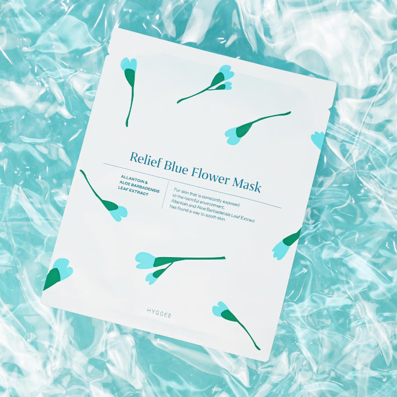 Relief Blue Flower Mask - koreanblossom