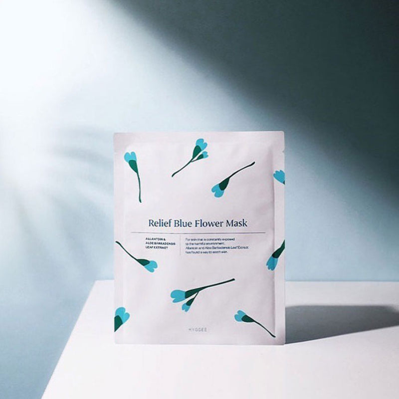 Relief Blue Flower Mask - koreanblossom